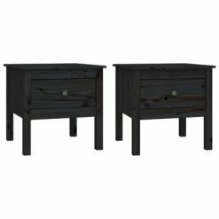 VidaXL Tables d'appoint 2 pcs Noir 50x50x49 cm Bois massif de pin