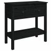 VidaXL Table console Noir 75x35x75 cm Bois massif de pin