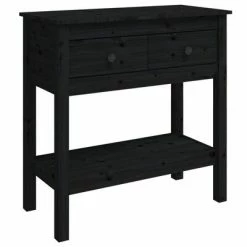 VidaXL Table console Noir 75x35x75 cm Bois massif de pin