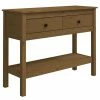 VidaXL Table console Marron miel 100x35x75 cm Bois massif de pin