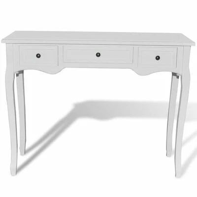 VidaXL Table de console et coiffeuse avec 3 tiroirs Blanc 3 VidaXL Table de console et coiffeuse avec 3 tiroirs Blanc – Image 3
