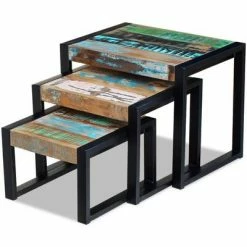 VidaXL Tables gigognes 3 pcs Bois de récupération massif -Tables d'appoint Soldes image 3 243279