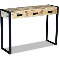 VidaXL Table console avec 3 tiroirs Bois de manguier 110 x 35 x 78 cm -Tables d'appoint Soldes image 3 243299