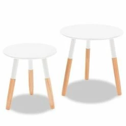 VidaXL Ensemble de tables d'appoint 2 pcs Bois de pin massif Blanc -Tables d'appoint Soldes image 3 244734