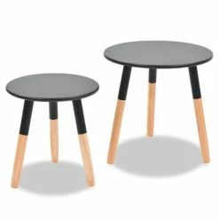VidaXL Ensemble de tables d'appoint 2 pcs Bois de pin massif Noir -Tables d'appoint Soldes image 3 244735