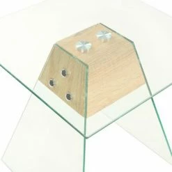 VidaXL Table d'appoint MDF et verre 45 x 45 x 45 cm Couleur de chêne -Tables d'appoint Soldes image 3 245636