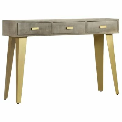 VidaXL Table console Bois de manguier Gris avec laiton 110x35x76 cm 3 VidaXL Table console Bois de manguier Gris avec laiton 110x35x76 cm – Image 3