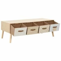 VidaXL Table basse avec 4 tiroirs 110 x 50 x 40 cm Bois de pin massif -Tables d'appoint Soldes image 3 247390