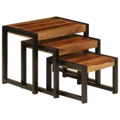 VidaXL Tables gigognes 3 pcs Bois solide de Sesham -Tables d'appoint Soldes image 3 247405