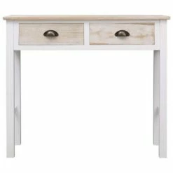 VidaXL Table console Blanc et naturel 90 x 30 x 77 cm Bois -Tables d'appoint Soldes image 3 284150
