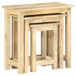 VidaXL Tables gigognes 3 pcs Bois solide de manguier -Tables d'appoint Soldes image 3 287489