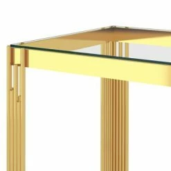 VidaXL Table d'appoint Doré 120x40x78 cm Acier inoxydable et verre -Tables d'appoint Soldes image 3 289024