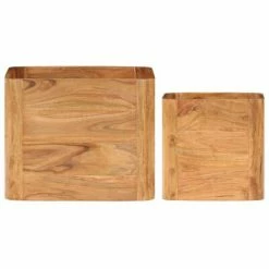 VidaXL Tables d'appoint 2 pcs Bois d'acacia solide -Tables d'appoint Soldes image 3 289627