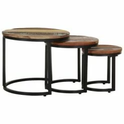 VidaXL Tables d'appoint 3 pcs Bois de récupération massif -Tables d'appoint Soldes image 3 320688