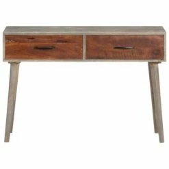VidaXL Table console Gris 110x35x75 cm Bois de manguier massif brut -Tables d'appoint Soldes image 3 321807