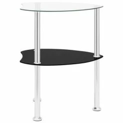VidaXL Table 2 niveaux Transparent et noir 38x38x50 cm Verre trempé -Tables d'appoint Soldes image 3 322786