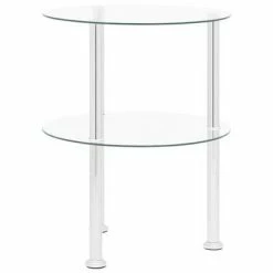 VidaXL Table d'appoint 2 niveaux Transparent 38 cm Verre trempé -Tables d'appoint Soldes image 3 322787