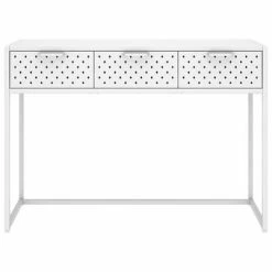 VidaXL Table console Blanc 106x35x75 cm Acier 8 VidaXL Table console Blanc 106x35x75 cm Acier -Tables d'appoint Soldes image 3 335893