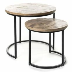 Rousseau Ensemble de tables d'appoint 2 pcs Linus Bois de Mangolia -Tables d'appoint Soldes image 3 442835
