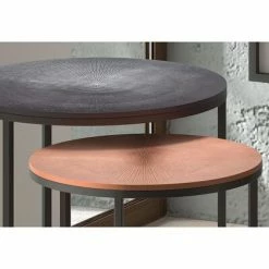 Rousseau Ensemble de tables d'appoint 2pcs Livios Métal Gris et cuivre -Tables d'appoint Soldes image 3 442846