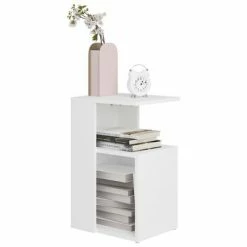 VidaXL Table d'appoint Blanc 36x30x56 cm Aggloméré -Tables d'appoint Soldes image 3 802993