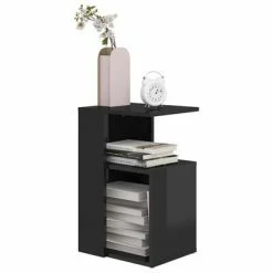 VidaXL Table d'appoint Noir brillant 36x30x56 cm Aggloméré -Tables d'appoint Soldes image 3 803000