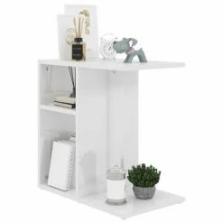 VidaXL Table d'appoint Blanc brillant 50x30x50 cm Aggloméré -Tables d'appoint Soldes image 3 803026