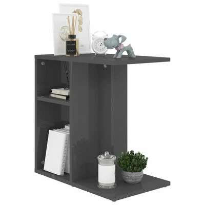 VidaXL Table d'appoint Gris brillant 50x30x50 cm Aggloméré 3 VidaXL Table d'appoint Gris brillant 50x30x50 cm Aggloméré – Image 3