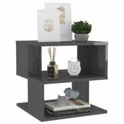 VidaXL Table d'appoint Gris brillant 40x40x40 cm Aggloméré -Tables d'appoint Soldes image 3 806300