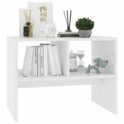 VidaXL Table d'appoint Blanc brillant 60x40x45 cm Aggloméré -Tables d'appoint Soldes image 3 806711