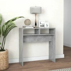 VidaXL Table console Gris béton 78x30x80 cm Aggloméré -Tables d'appoint Soldes image 3 808300