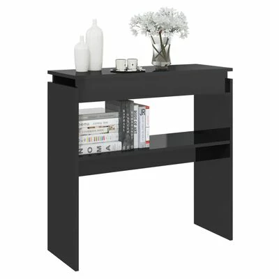 VidaXL Table console Noir brillant 80x30x80 cm Aggloméré 3 VidaXL Table console Noir brillant 80x30x80 cm Aggloméré – Image 3