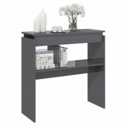 VidaXL Table console Gris brillant 80x30x80 cm Aggloméré -Tables d'appoint Soldes image 3 808322