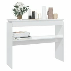 VidaXL Table console Blanc brillant 102x30x80 cm Aggloméré -Tables d'appoint Soldes image 3 808329
