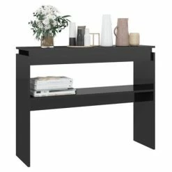 VidaXL Table console Noir brillant 102x30x80 cm Aggloméré 8 VidaXL Table console Noir brillant 102x30x80 cm Aggloméré -Tables d'appoint Soldes image 3 808330