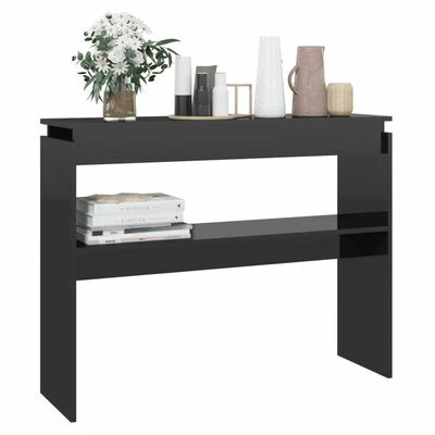 VidaXL Table console Noir brillant 102x30x80 cm Aggloméré 3 VidaXL Table console Noir brillant 102x30x80 cm Aggloméré – Image 3
