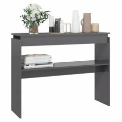 VidaXL Table console Gris brillant 102x30x80 cm Aggloméré 8 VidaXL Table console Gris brillant 102x30x80 cm Aggloméré -Tables d'appoint Soldes image 3 808331