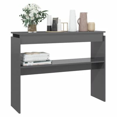 VidaXL Table console Gris brillant 102x30x80 cm Aggloméré 3 VidaXL Table console Gris brillant 102x30x80 cm Aggloméré – Image 3
