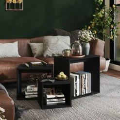 VidaXL Tables gigognes 3 pcs Noir Aggloméré -Tables d'appoint Soldes image 3 808577