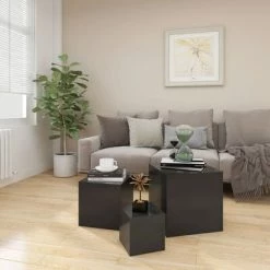 VidaXL Tables d'appoint 3 pcs Gris Aggloméré 8 VidaXL Tables d'appoint 3 pcs Gris Aggloméré -Tables d'appoint Soldes image 3 808587