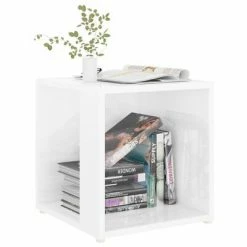 VidaXL Table d'appoint Blanc brillant 33x33x34,5 cm Aggloméré -Tables d'appoint Soldes image 3 809014