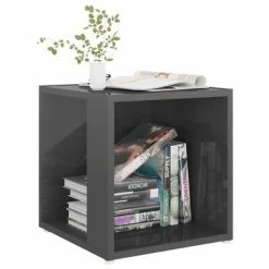 VidaXL Table d'appoint Gris brillant 33x33x34,5 cm Aggloméré -Tables d'appoint Soldes image 3 809016