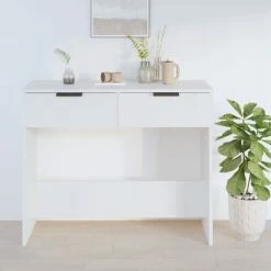 VidaXL Table console Blanc 90x36x75 cm Bois d'ingénierie -Tables d'appoint Soldes image 3 811331