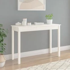 VidaXL Table console Blanc 110x40x75 cm Bois massif de pin -Tables d'appoint Soldes image 3 814240