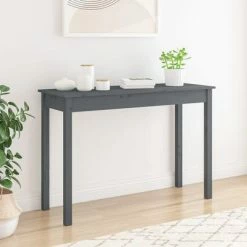 VidaXL Table console Gris 110x40x75 cm Bois massif de pin -Tables d'appoint Soldes image 3 814241