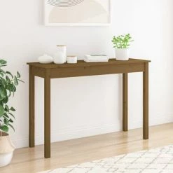 VidaXL Table console Marron miel 110x40x75 cm Bois massif de pin -Tables d'appoint Soldes image 3 814242