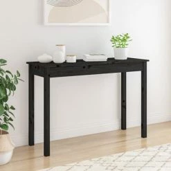 VidaXL Table console Noir 110x40x75 cm Bois massif de pin -Tables d'appoint Soldes image 3 814243