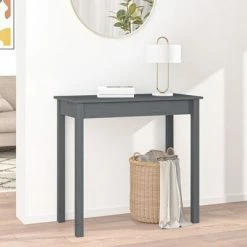 VidaXL Table console Gris 80x40x75 cm Bois massif de pin -Tables d'appoint Soldes image 3 814246
