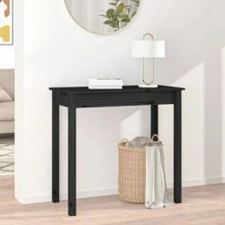 VidaXL Table console Noir 80x40x75 cm Bois massif de pin -Tables d'appoint Soldes image 3 814248