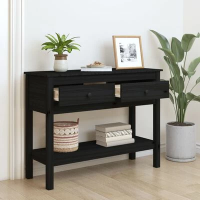 VidaXL Table console Noir 100x35x75 cm Bois massif de pin 3 VidaXL Table console Noir 100x35x75 cm Bois massif de pin – Image 3